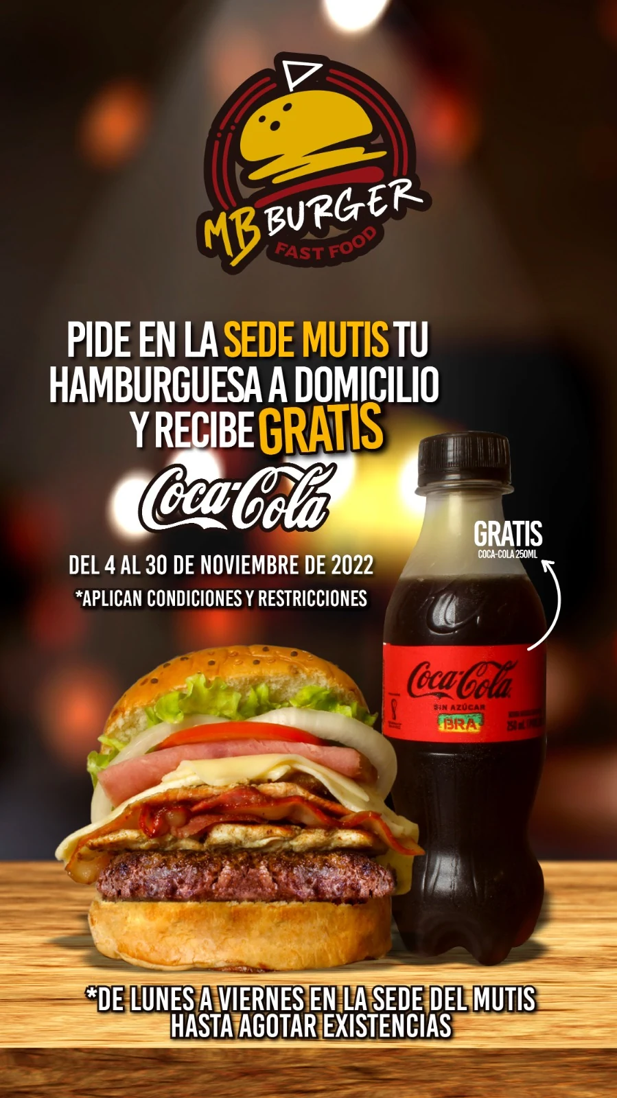 Promoción MB Burger Coca-Cola gratis
