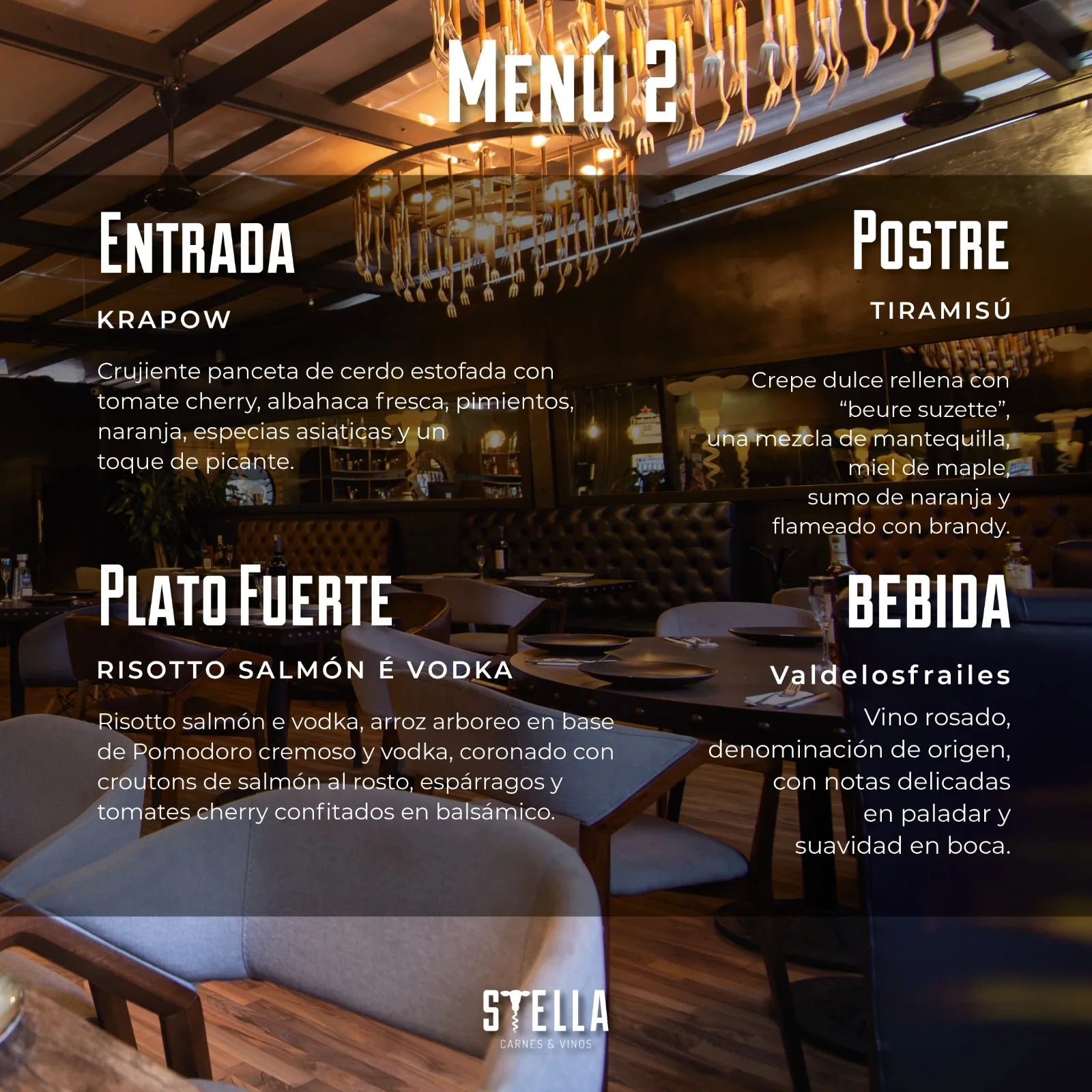 Menú 2 Stella Carnes & Vinos
